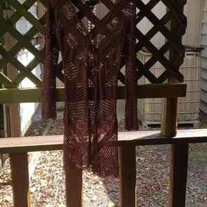 Ladies open airy crochet sweater